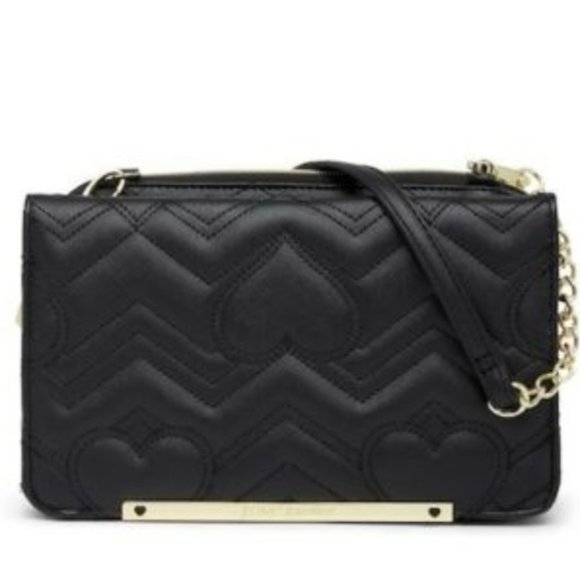 Betsey Johnson Handbags - Betsey Johnson Quilted Zig Zag Crossbody Clutch